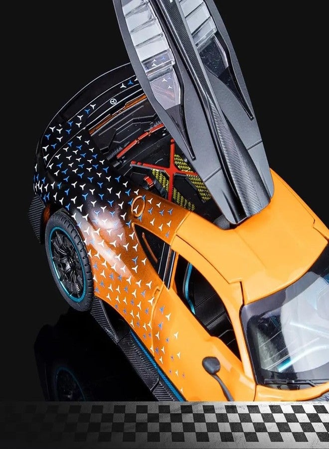 PEZYOX 1:24 Scale MER-CEDES Ben-Z 300SL Die-Cast Metal Car with Sport car Openable Doors Light and Sound,Pull Back Function Indoor Outdoor Toy for Kids (1.24 Scale AMG ONE-Orange) - Image 5